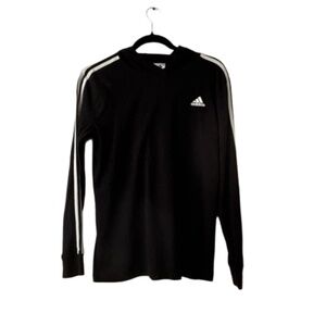 Adidas three stripes black pullover hoodie 100% Cotton size large